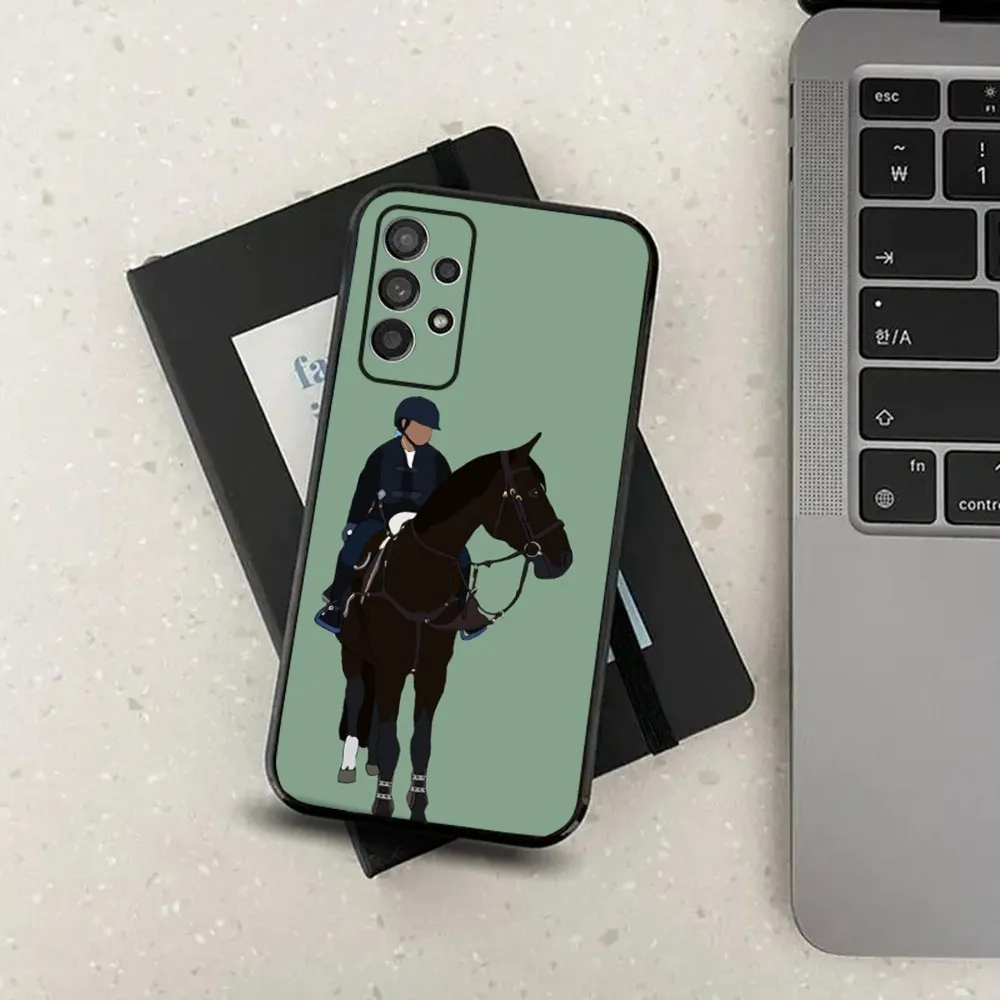 Competition Equestrian Horse Phone Case For Samsung Galaxy A13,A21s,A22,A31,A32,A52,A53,A71,A80,A91 Soft Black Cover