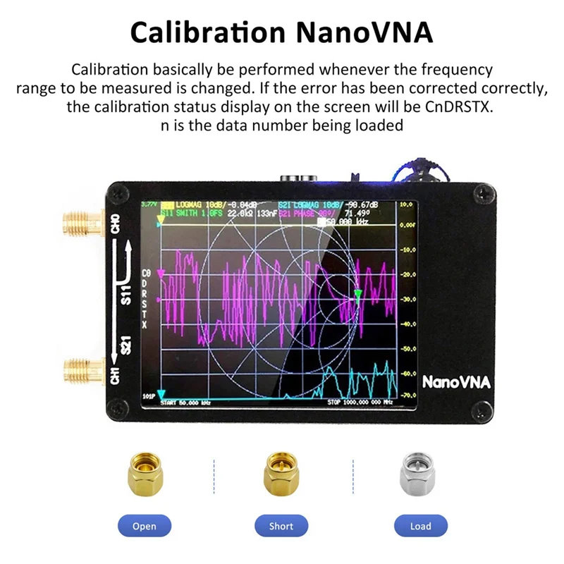 Analisador de antena de rede vetorial AT51-Nanovna-H tela sensível ao toque de 2,8 polegadas, bateria de 400mAh, medição de modo TX/RX