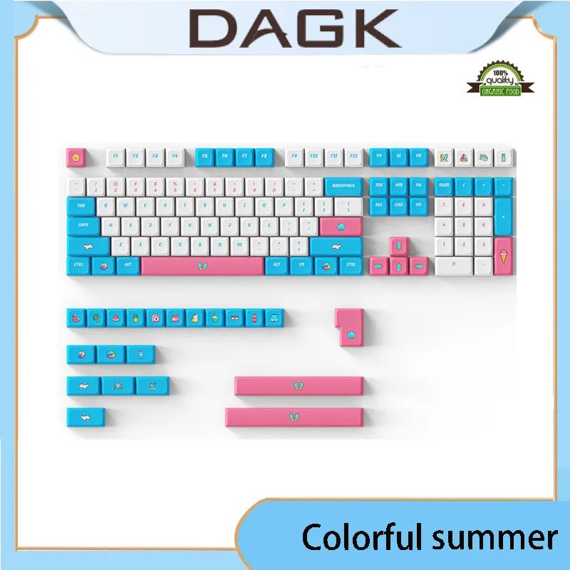 

Dagk Colorful Summer Hot Sublimation Keycap Mechanical Keyboard Personality Supplement PBT Keycap OEM / XDA /Height