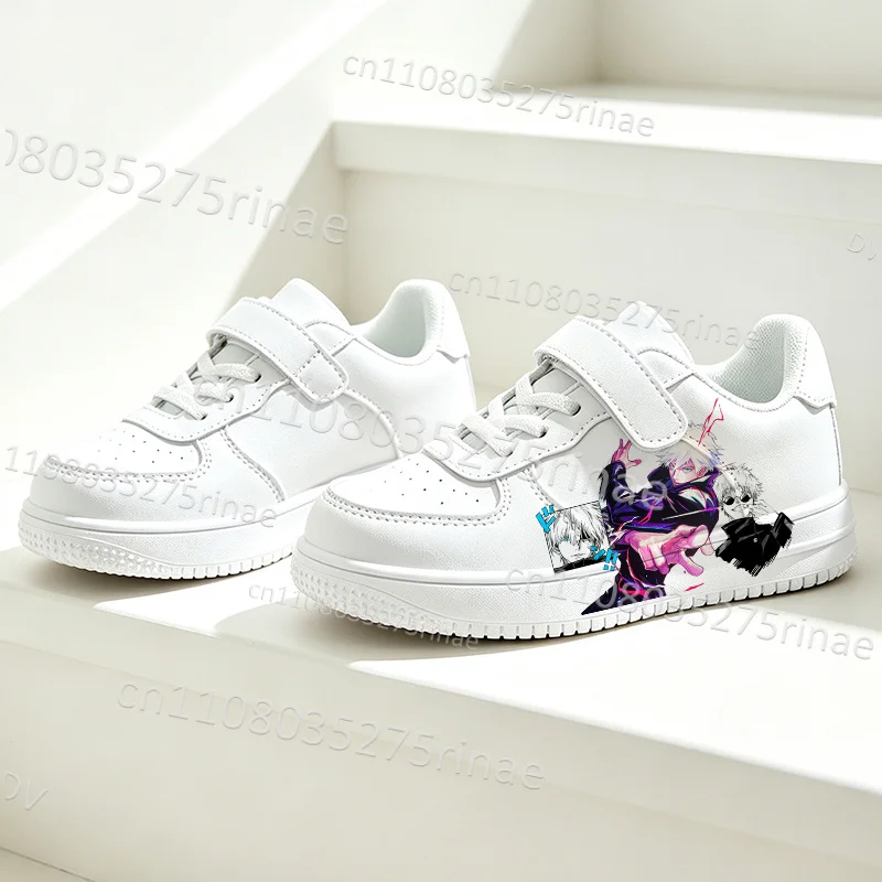 Kids Gift Gojo Satoru Anime Figure Design Boys Girls Comfortable Minimalist Trendy White Shoes Campus Wear Light Sports Shoes