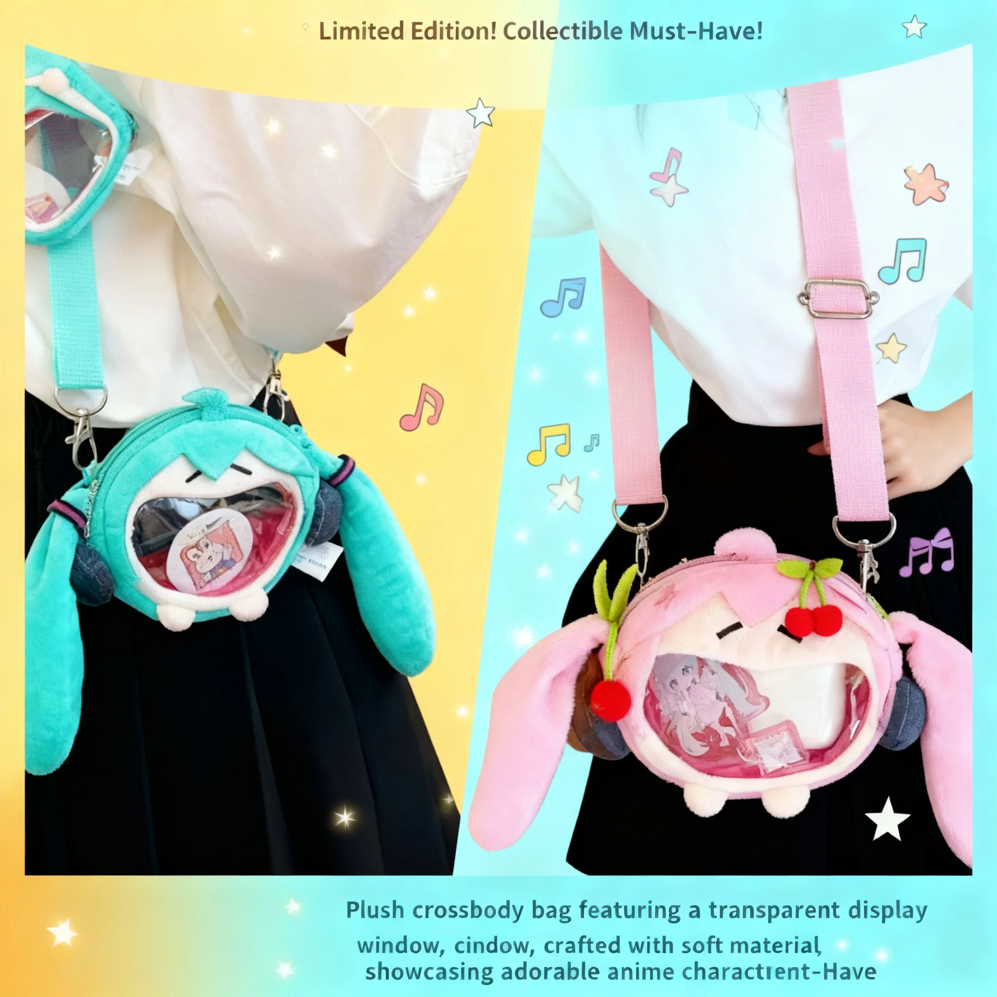 

Cartoon New Miku Hatsune Coin Purse Ita Bag Anime Keychain Pendant Plush Doll Kids Crossbody Bag Cute Character Earphone Case
