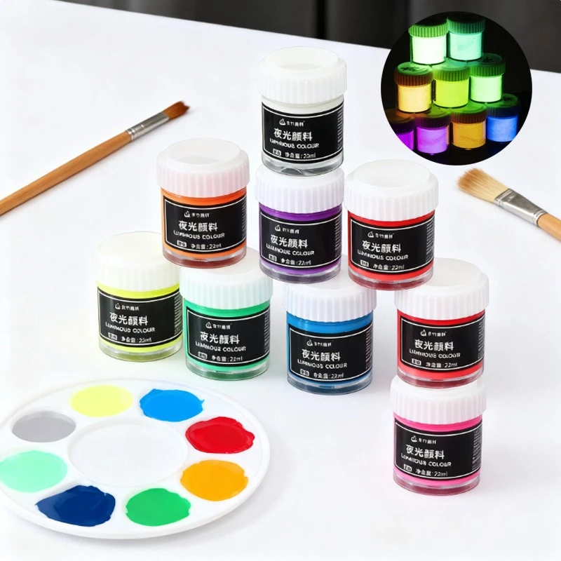 22ml Luminescent Acrylic Pigment Quick-drying Waterproof Light Storage Type for Painting Graffiti Halloween DIY Decoration
