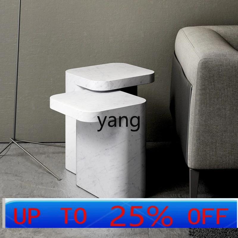 

Lhh Nordic natural marble combination side table creative art sofa side table living room small coffee table