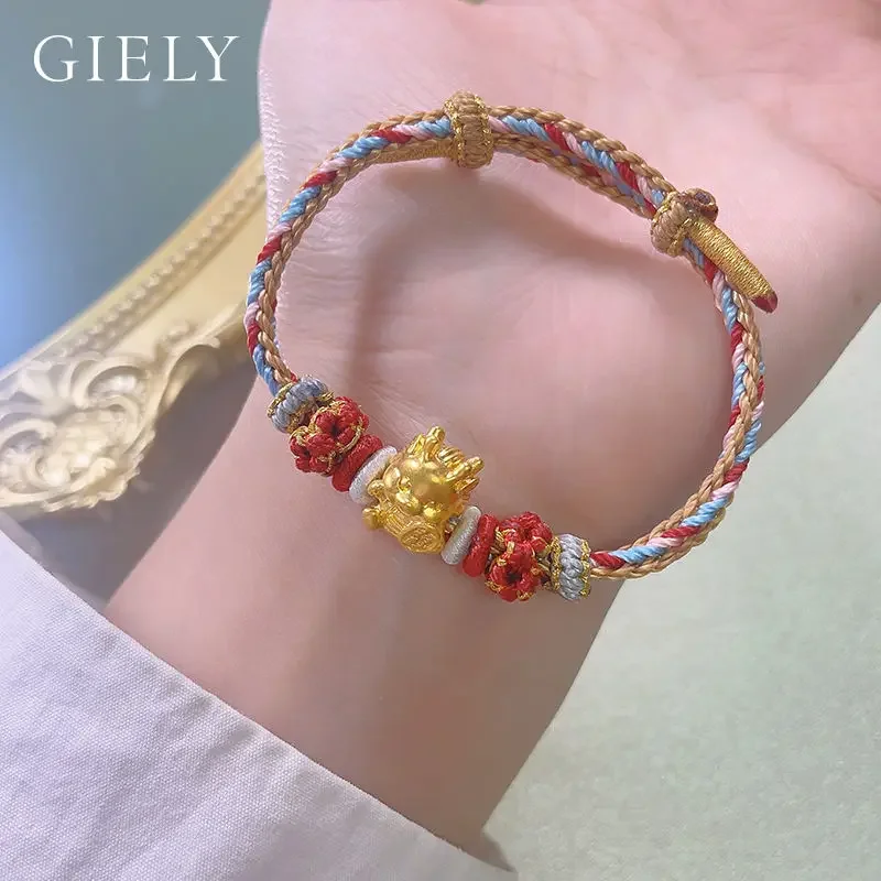 2024 new gold color dragon baby bracelet female Zodiac treasures red rope birth year gift for girlfriend high-end jewelry