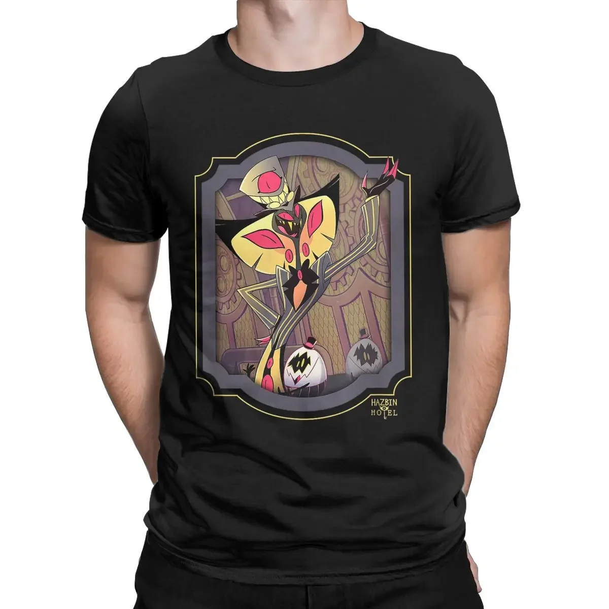 Hazbin T-Shirts Hotels Sir Pentious Men Anime figure Cartoon Vintage Cotton Tees Crewneck Short Sleeve T Shirts Graphic Printed