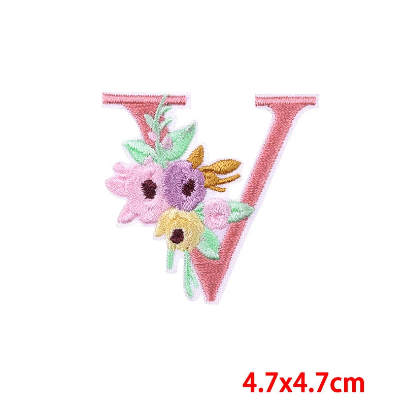 English Letters Flowers Embroidered Patches For Children Clothing Bags Jeans Sewing On Accessories DIY Name Patch Applique Badge