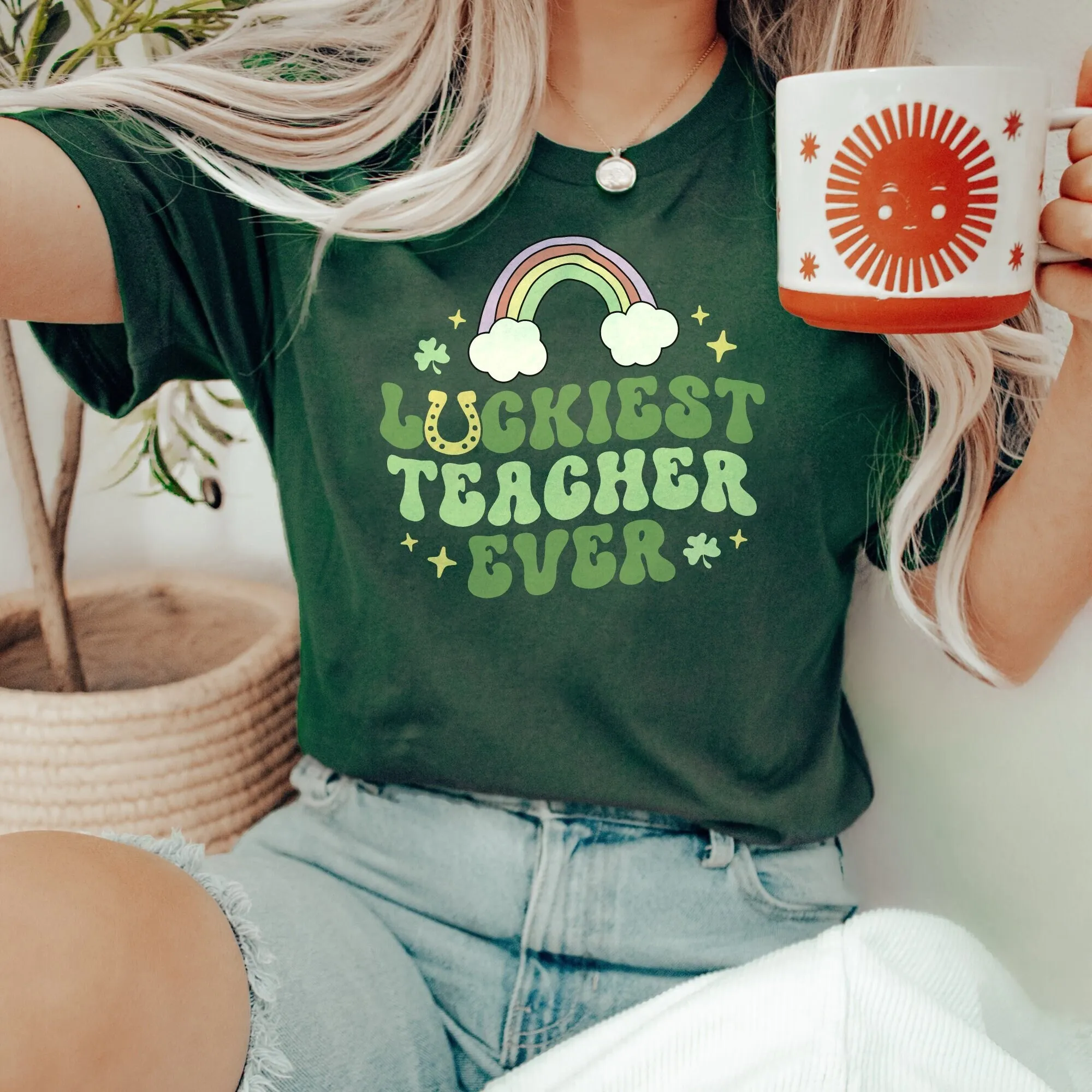 

Футболка Luckiest Teacher Ever в стиле ретро, День Святого Патрика, Lucky Paddy s