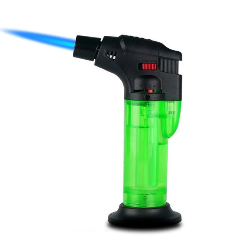 Torch Lighter, Jet Flame Lighter Refillable Gas Butane Lighter with Visible Fuel Tank, Windproof Adjustable Flame for Kitchen