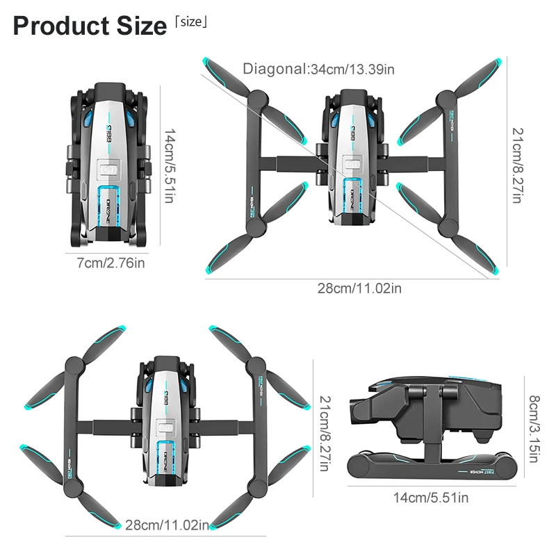 S188 Quadcopter equipped with GPS positioning, low battery and loss of control automatic return, 360° obstacle avoidance.