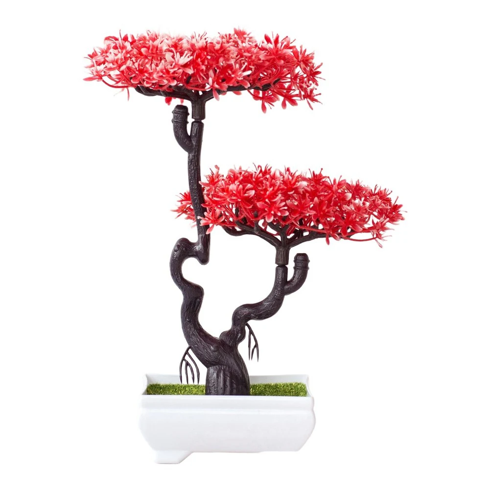 Faux For Mini Bonsai Potted Pine Tree Silk Plant for Home Office Decoration Desk Shelf Centerpiece Display Use