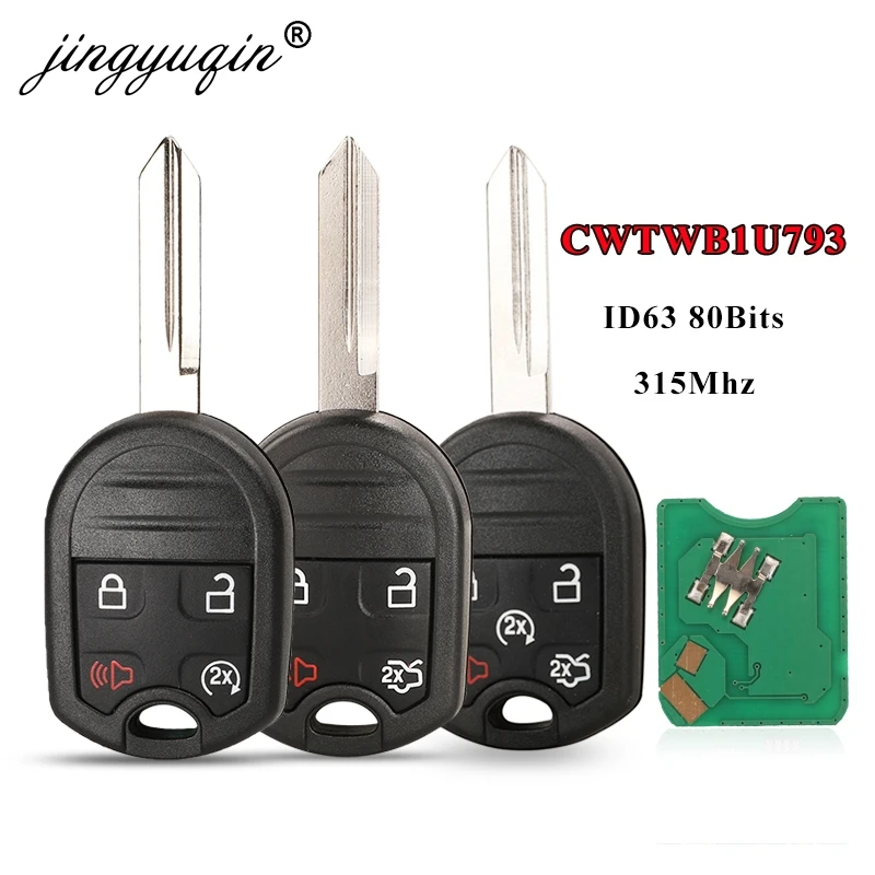 jingyuqin 5pcs CWTWB1U793 5Buttons Remote Key Fob for Ford Expedition Explorer Taurus Flex Edge Escape Fusion 315MHz 4D63