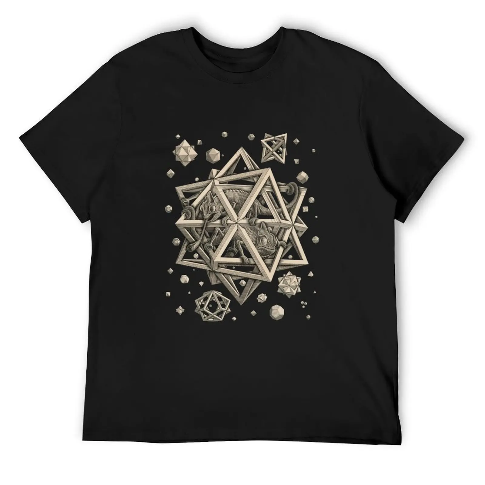 Escher Stars T-Shirt vintage clothes oversized t shirt sublime animal prinfor boys black t-shirts for men