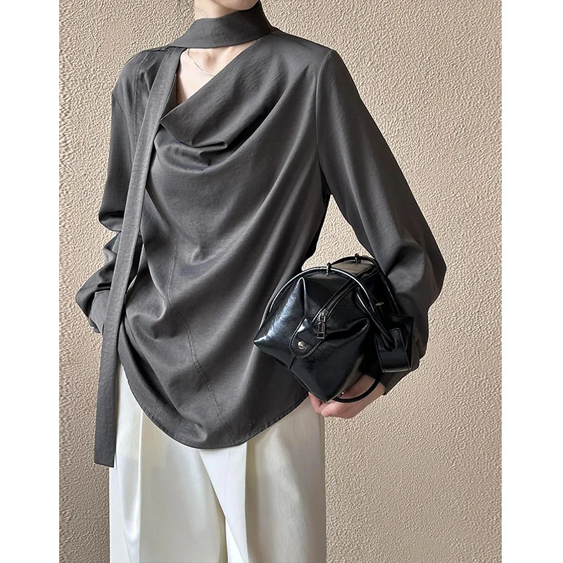 

2025 Spring New Top Korean Design Hanging Neck Flying Temperament High-end Shirt Women
