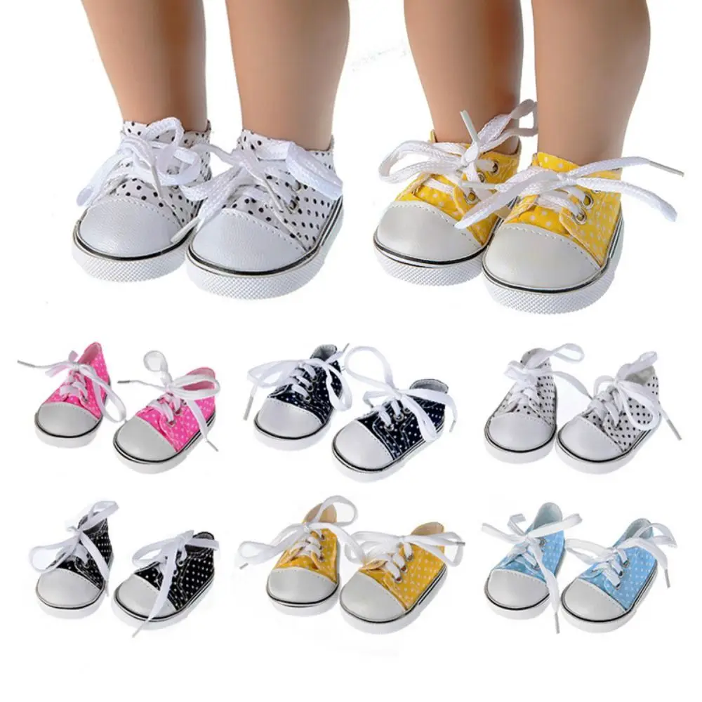 Schoenen voor poppen Accessoires Lace-up pop canvas schoenen Mini Kawaii BJD pop schoenen 7CM schattige pop sneakers meisje cadeau