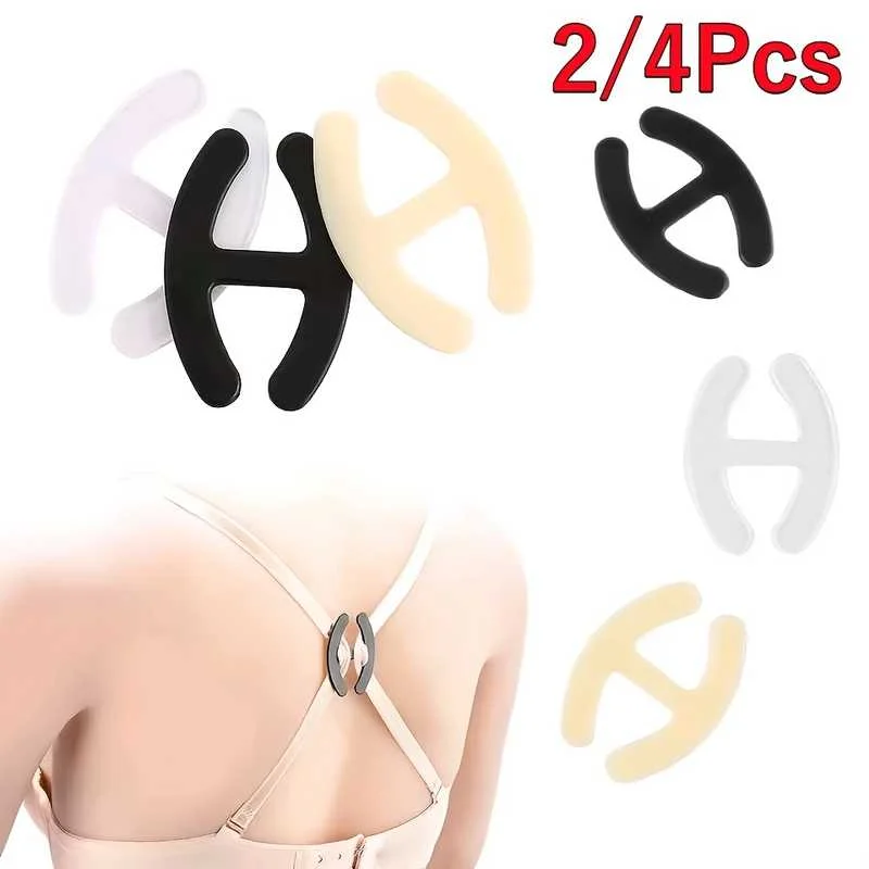 2/4pcs Invisible Anti-Slip Bra Buckle Underwear Shoulder Strap Cross Buckle Accessory Pack for Comfortable Wear