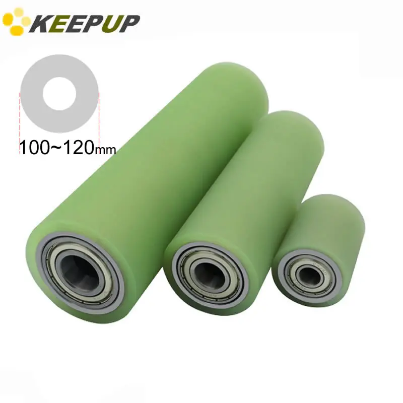 PU polyurethane double bearing roller Silicone rubber coated wheel Diameter 100 120 mm Width 80 140 160 180 200 hole 30mm