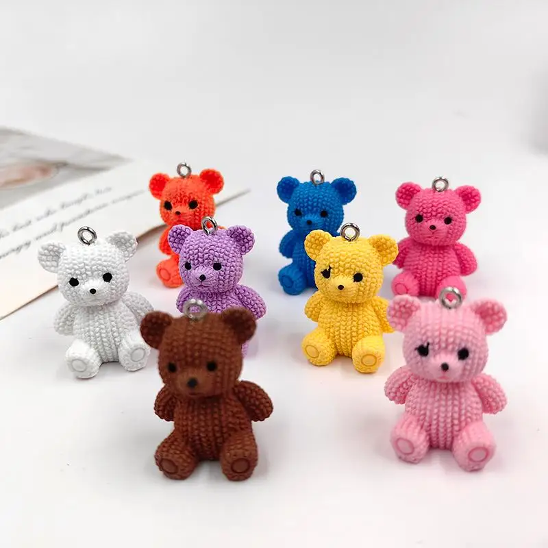 10-100pcs Lovely Resin 3D Bear Charms for Jewelry Making Findings Kawaii Animals Charm Pendants Diy Earrings Keychain