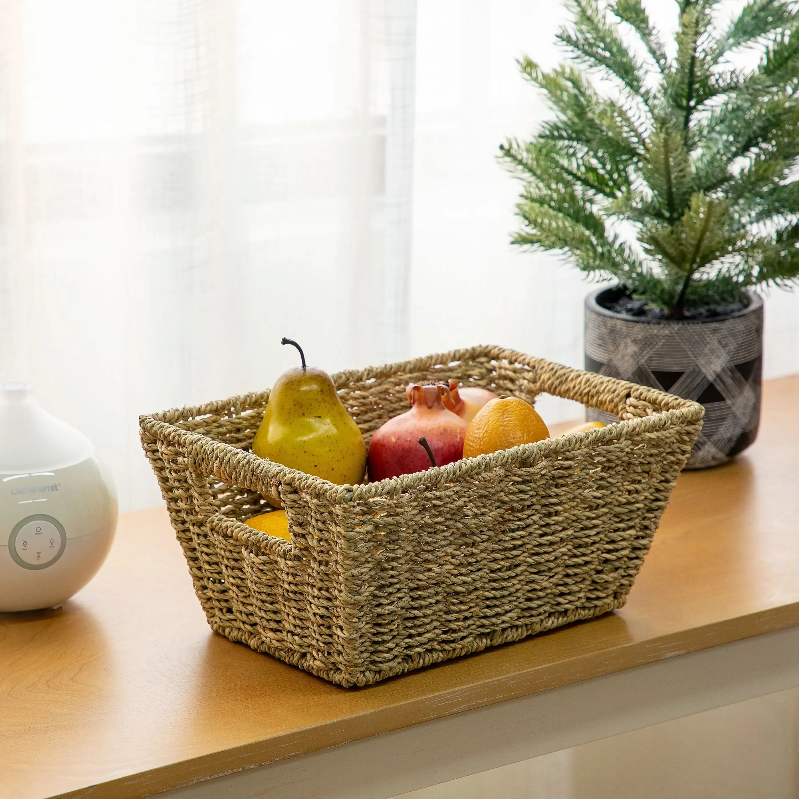 Natural Handwoven Seagrass Basket, Rectangle