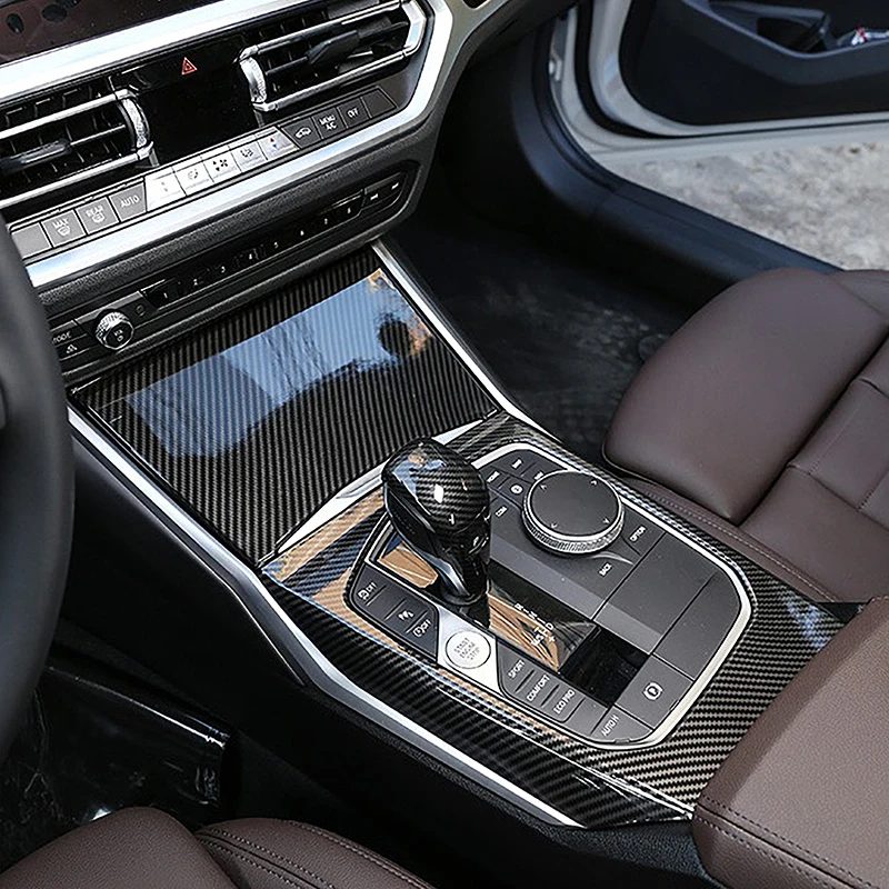 Carbon Fiber Color Center Console Gear Shift Frame Decoration Cover Trim For BMW 3 Series G20 2020-2022 LHD Interior Accessories