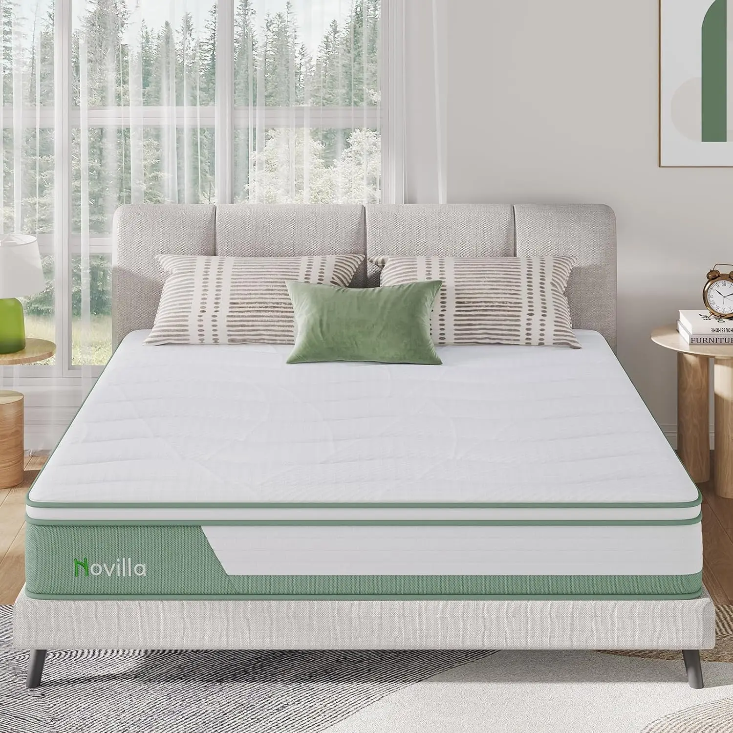 

Novilla Mattress King, 12 Inch 5-Zone Hybrid Mattress with Gel Memory Foam for Pressure Relief & Cool Night, Midume Firm King