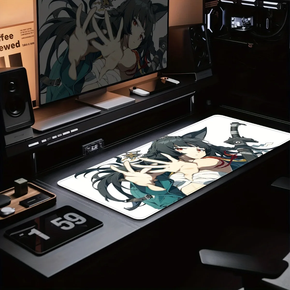 

Игровой коврик для мыши в стиле аниме для девочек, большой коврик для компьютерной офисной игры, настольный коврик XXL, резиновые противоскользящие коврики для клавиатуры с прошитыми краями, длинные настольные коврики