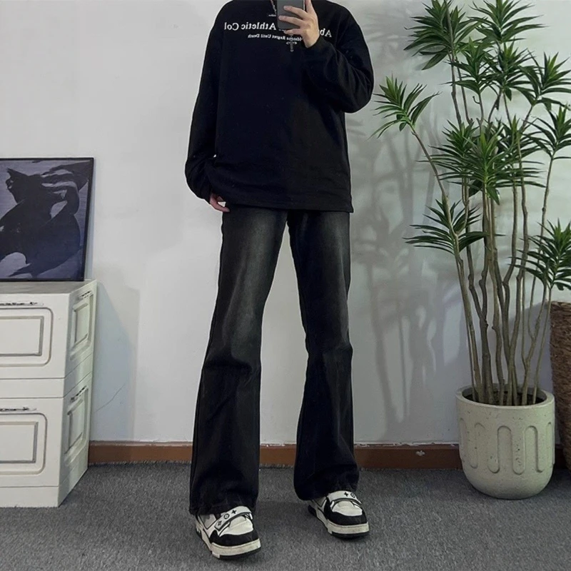 

American High Street adient Men's Jeans Regular Fit Casual Straight Leg Jeans Spring Autumn Trendy Cleanfit Low Waist