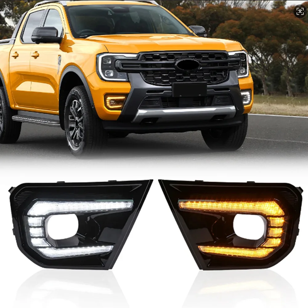 

Car LED DRL For Ford Ranger T9 SPORT XLT XLS XL Wildtrak 2023 2024 Daytime Running Lights Turn Signal Lamps
