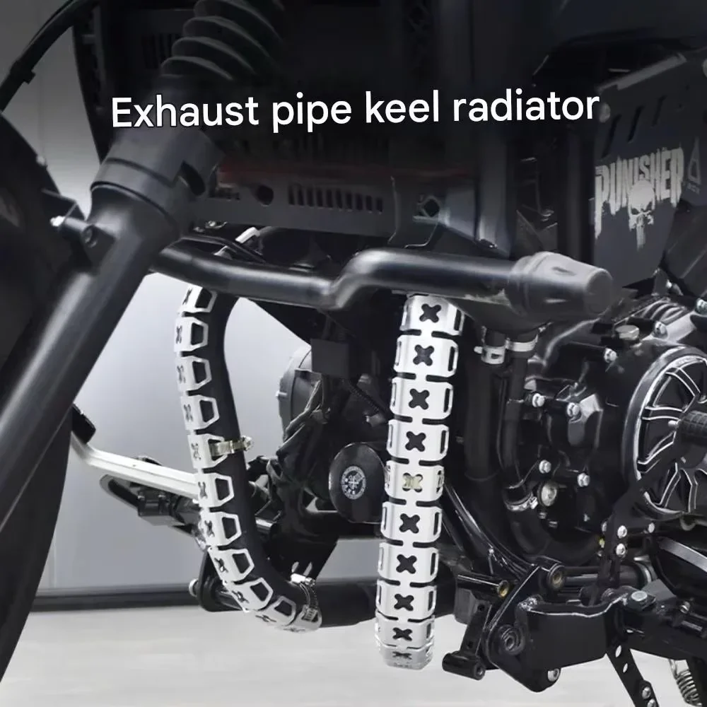 FOR Matte Black Exhaust Front Section Anti-Scald Protector for HAOJUE TR300 Hollow Heat Dissipation No Cut Pipe Installation
