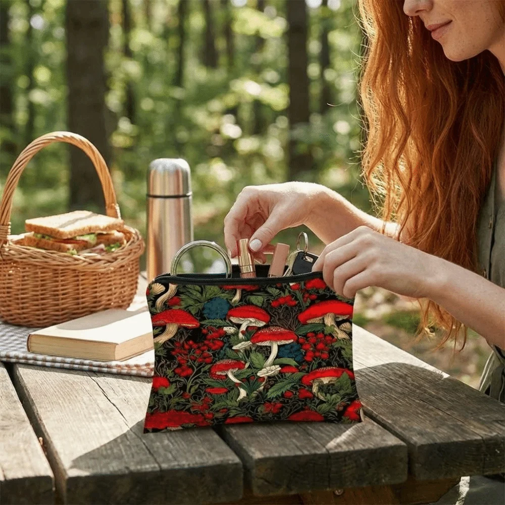 New Red Mushroom Makeup Bag Trendy Portable Forest Bag Moon Durable Storage Bag Student Use