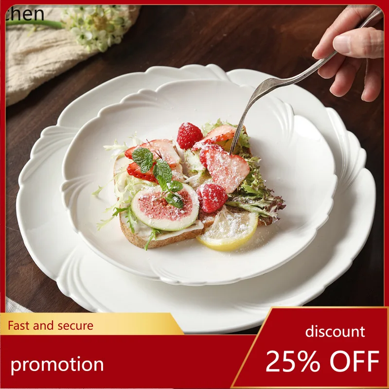 

ZML ceramic shallow dish, creative embossed western-style plate, hotel restaurant tableware