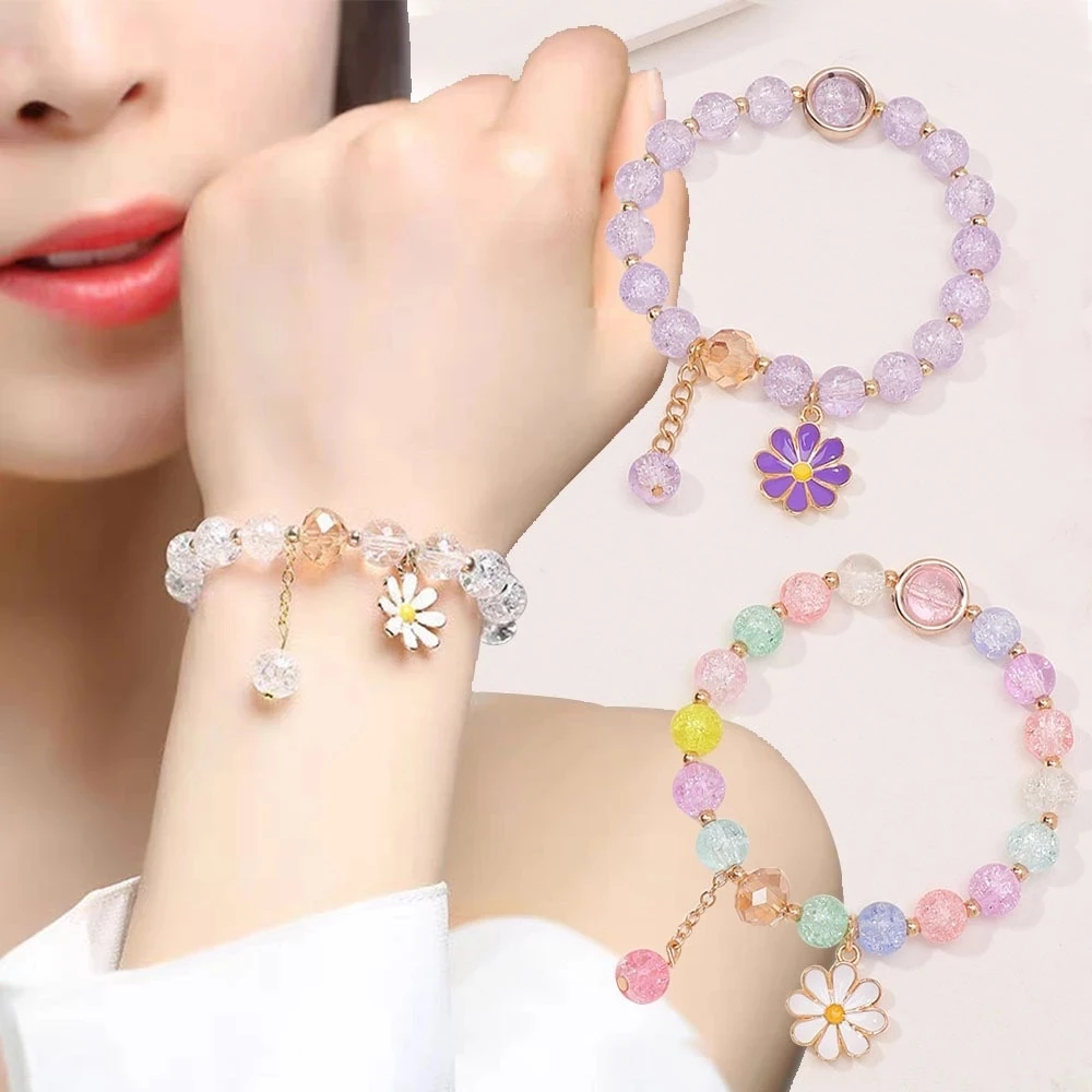 Модные браслеты из бисера с ромашками, простые браслеты с цветами, подарки другу, сувенирные аксессуары для рук, ювелирные изделия