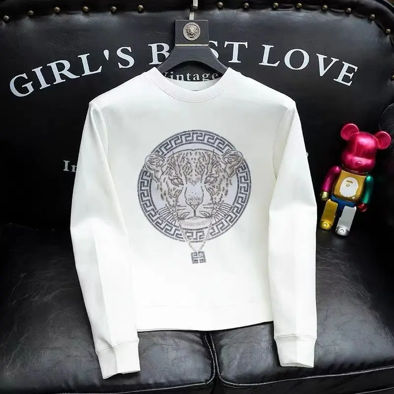 

men's crew neck sweater men's hot diamond trendy bottoming shirt spring and autumn new men's clothing ins trend versatile