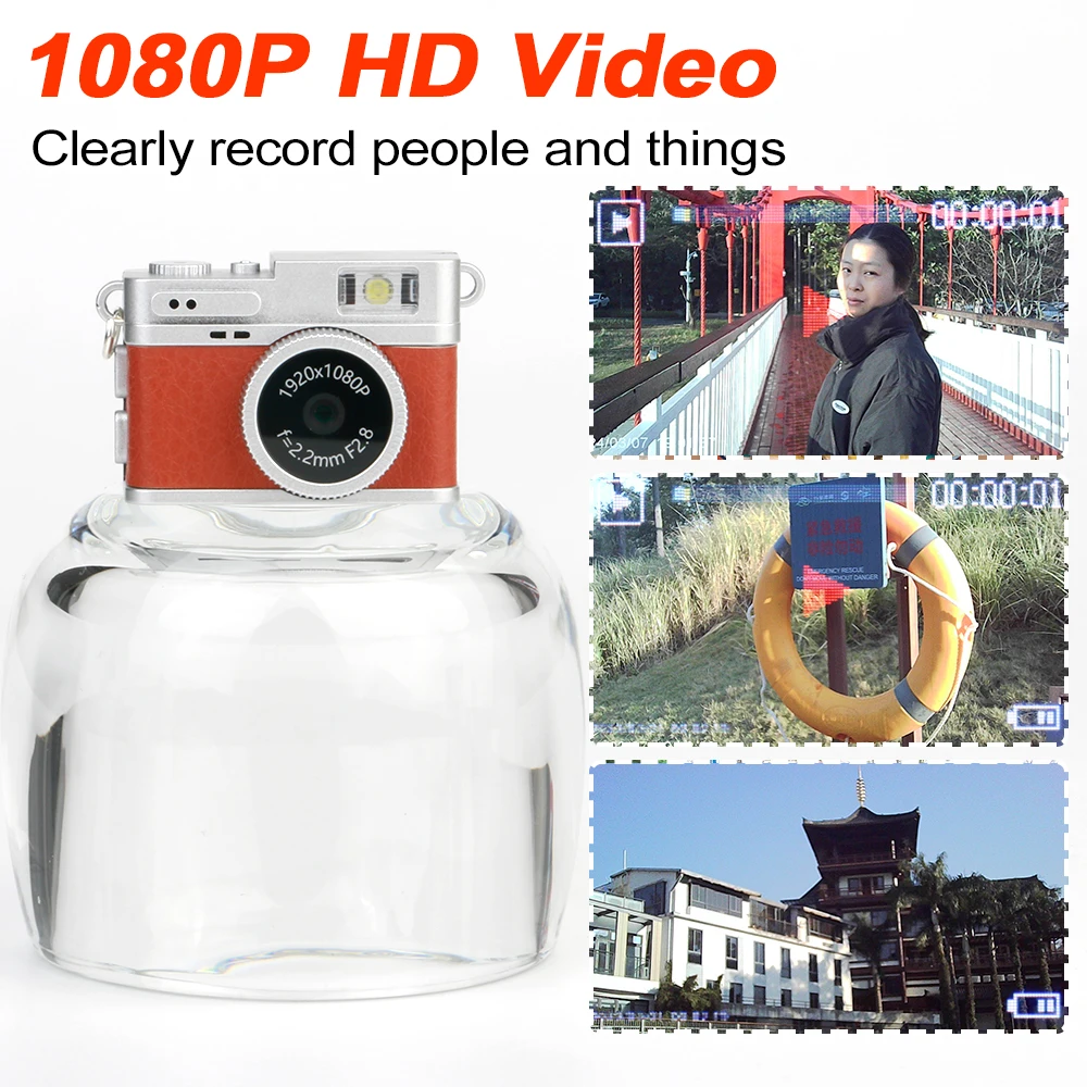 كاميرا رقمية 1080P ريترو CCD كاميرا صغيرة مع شاشة داخلي خارجي رياضي محمول عتيق كاميرا فيديو صغيرة جدًا مسجل فيديو