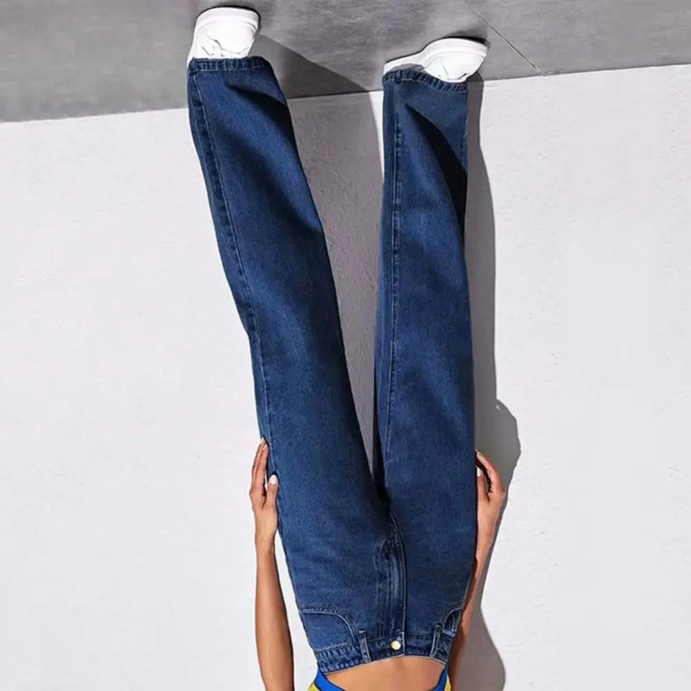 2025 Effen kleur jeans Jeans met hoge taille Vintage Amerikaanse stijl Damesjeans met hoge taille en zakken voor rechte kleding