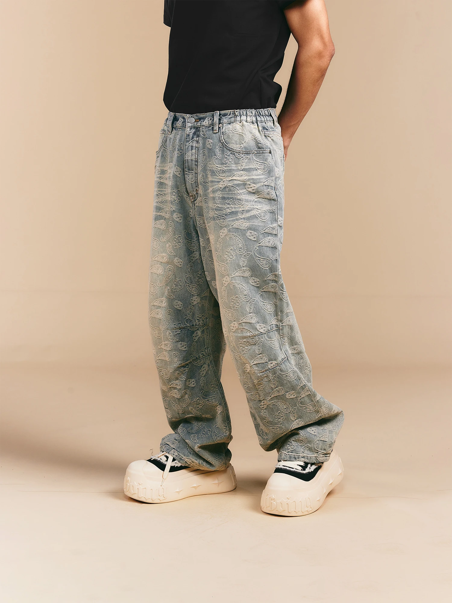 

Classic Belted Wide Leg Denim Jeans Casual Vintage Loose Long Trousers for Men And Women Autumn New Sle American Retro Cotton