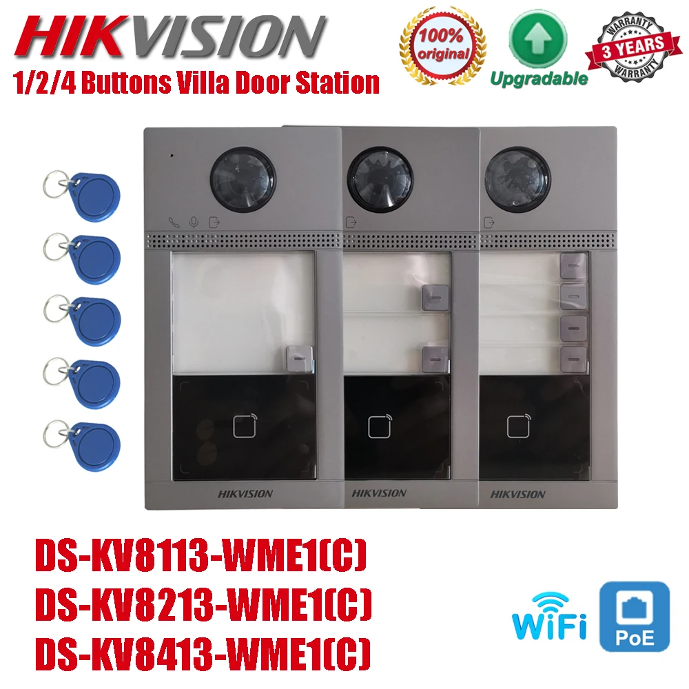 Hikvision 2MP HD DS-KV8113-WME1 DS-KV8213-WME1 DS-KV8413-WME1 POE 1/2/4 Buttons Video Intercom Door Station Phone Doorbell