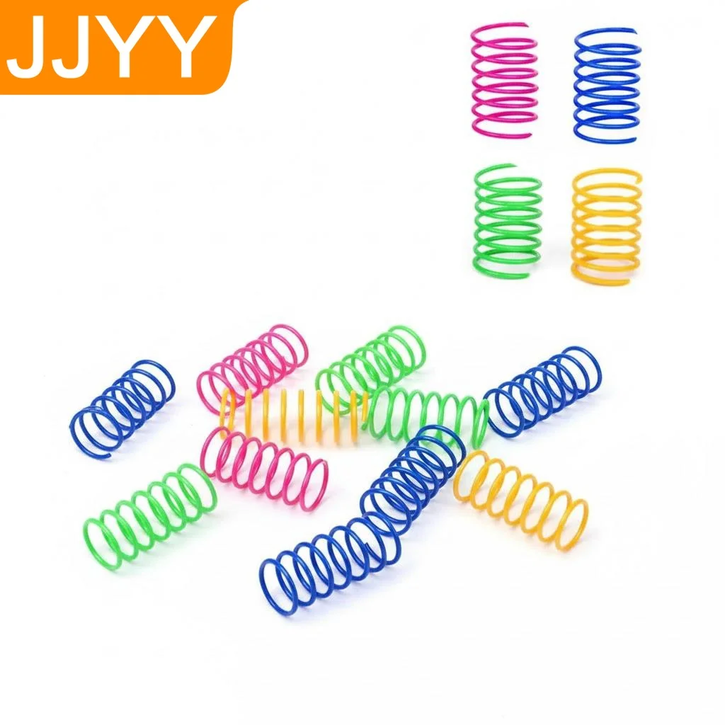 4 Stück Slinky Katzenspielzeug für Kätzchen, Langlebiges Interaktives Haustier-Spielzeug, Plastik-Federspielzeug für Katzen, Breite Spirale, Zufällige Farbe