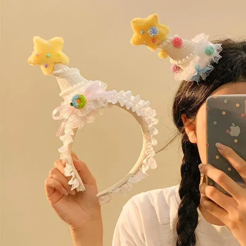 Yellow Star Hair Accessories Birthday Hat Headband for Girls Cake Hair Clip for Festive Party Occasions view 6