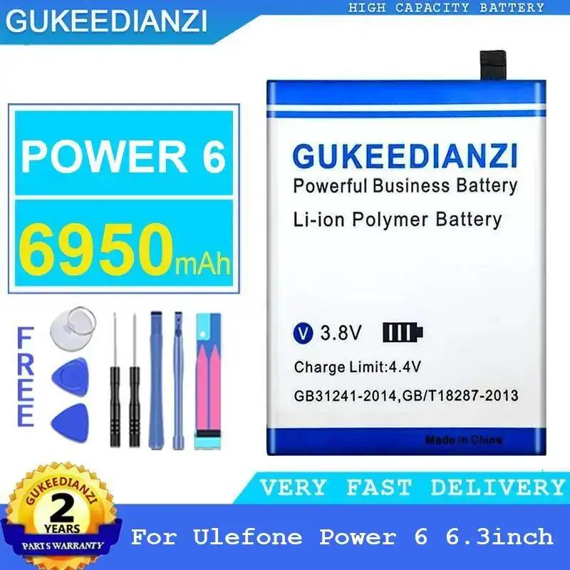 

Аккумулятор для мобильного телефона Ulefone Power 6 6,3 дюйма, длительное время работы, быстрая зарядка, 6950 мАч