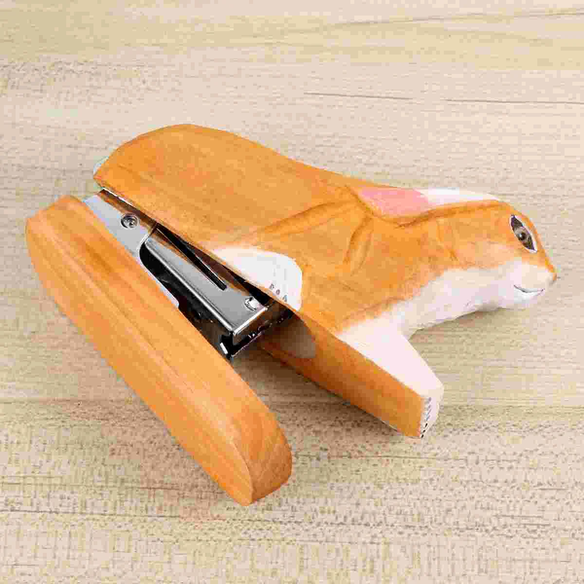 Stationery Mini Stapler Staplers Without Staples Animal Wooden Book Sewer Manual Stapling Machine Portable Office