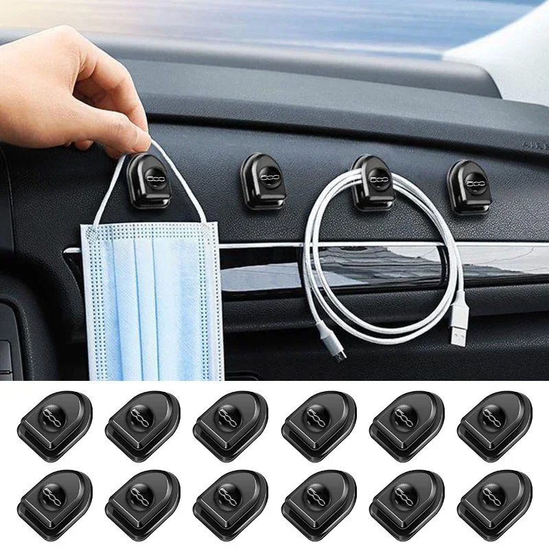 1/2/4pcs Car Styling Self Adhesive Mini Storage Hooks for Fiat 500 500L 500C 500X Punto Abarth Bravo 500E Car Accessories