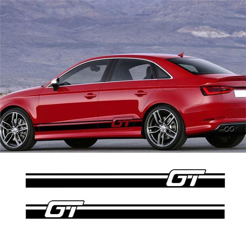

2 шт. автомобильные наклейки с гоночными полосками, наклейка на боковую юбку GT для Porsche Ford