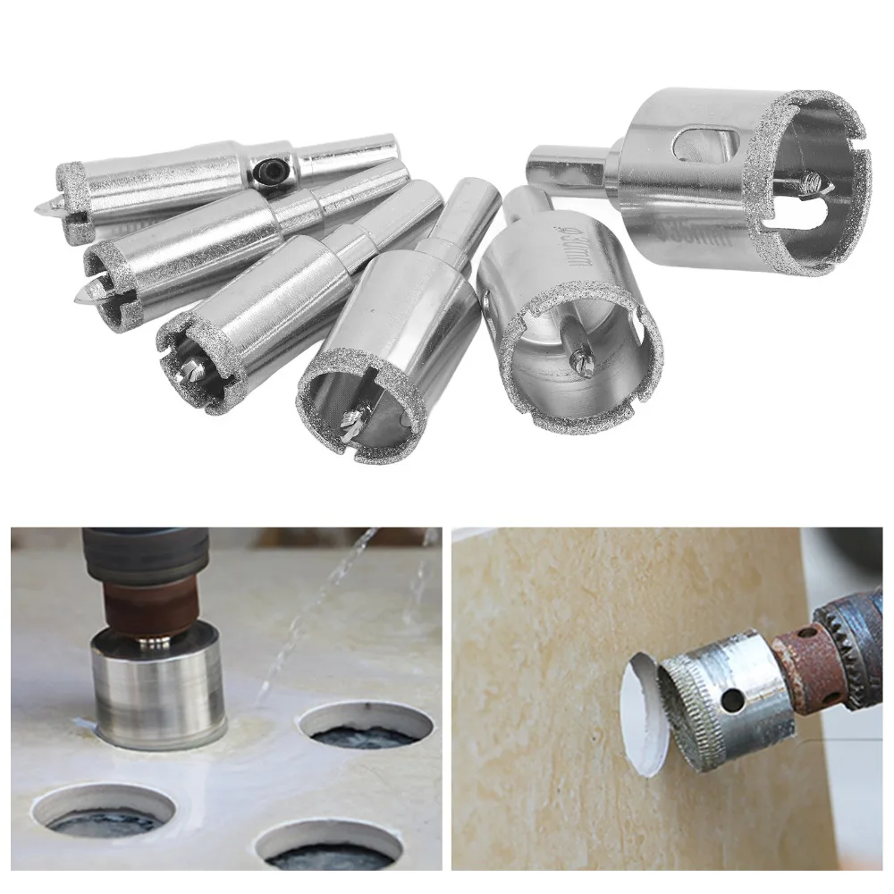 6pcs Brazed Diamond Diamond Hole Saw Kit Triangle Shank High Precision Cuts Diamond Drill Bit Set Portable Carrying Case