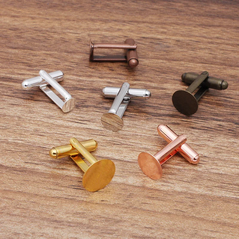 REGELIN French Style Cufflink Settings Blank Round Pad Tray Cabochon Base 10pcs 6mm/8mm/10mm/12mm For DIY Clothes Accessories