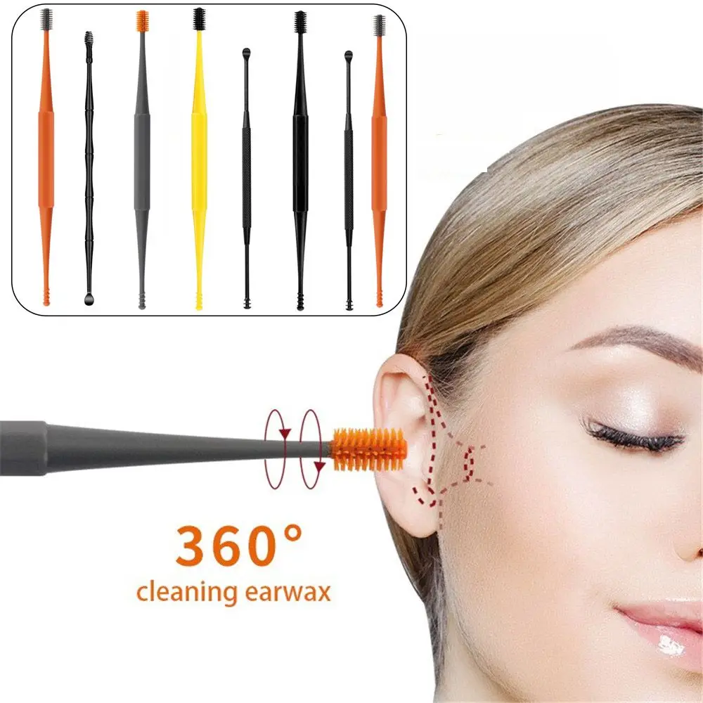 Cleaning Artifact Ear Wax Curette Remover Ear Pick Silicone Double-ended ​Spiral Clean Tool Ear Cleaner Spoon