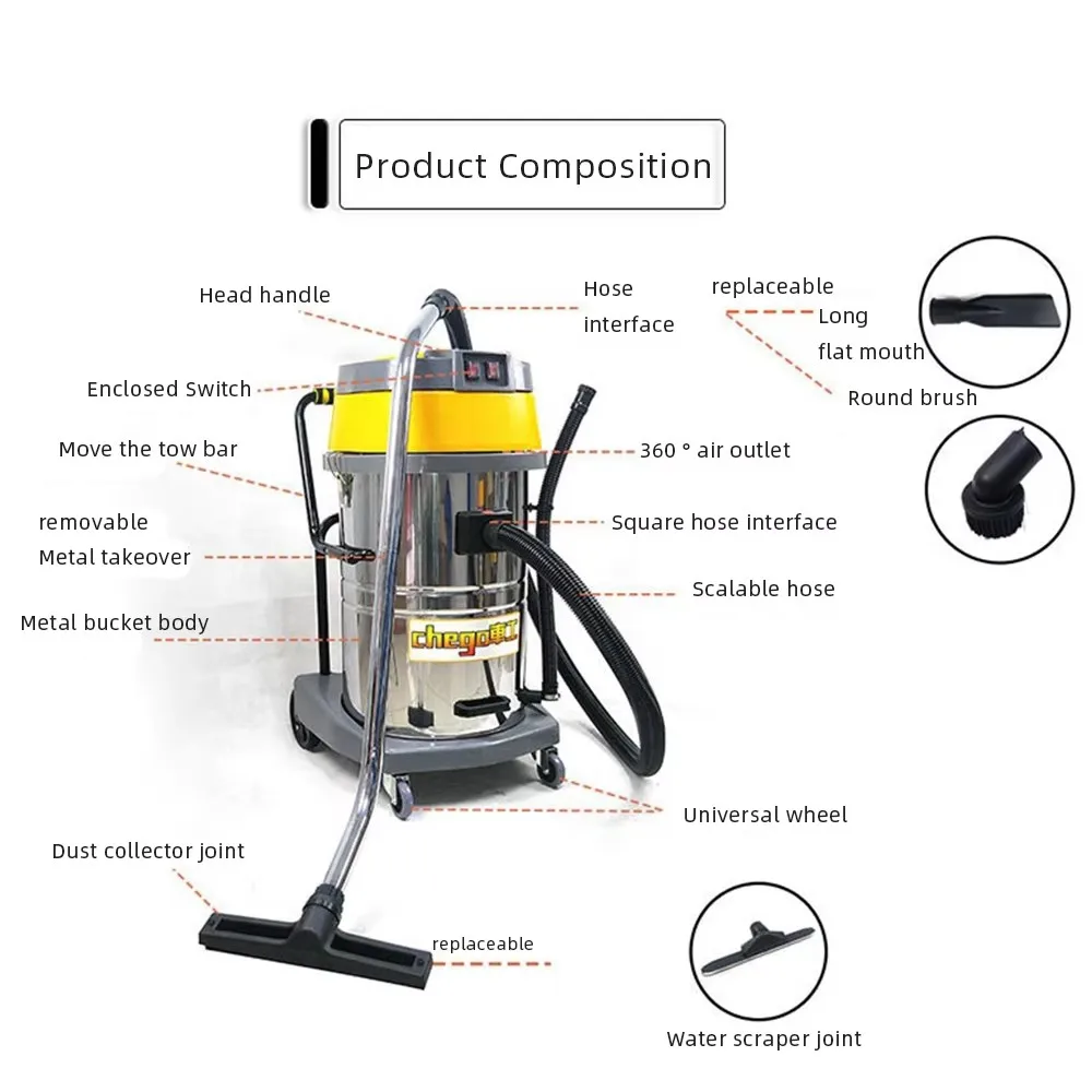 Industrial Vacuum Cleaner Powerful High-power Factory Workshop Vacuum Dust Decoration 30L/70L 3000w Big Suction Dust Collector