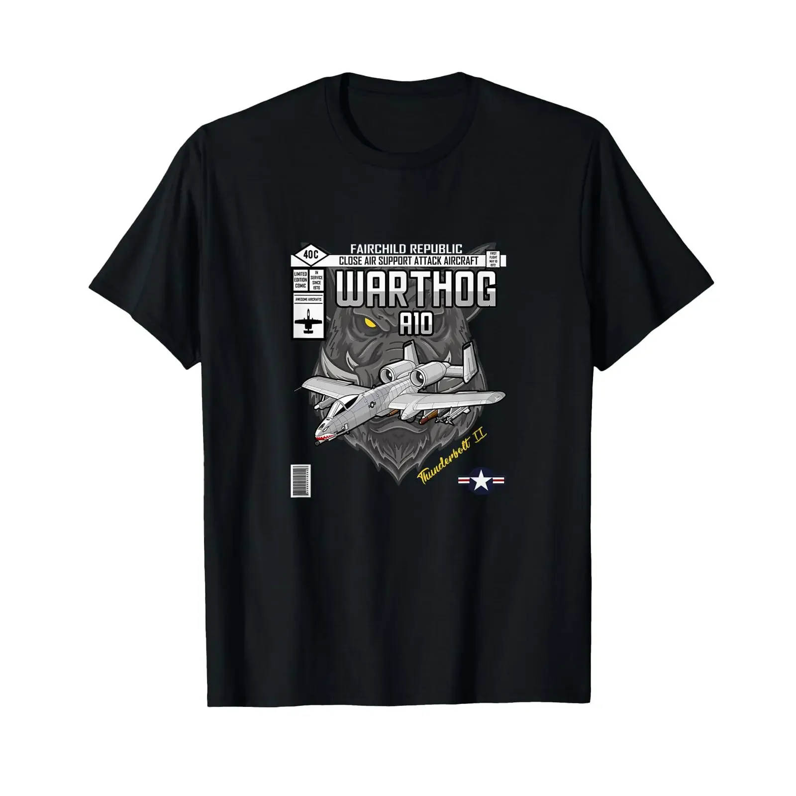 A 10 Thunderbolt Hog Warthog Fighter Jet BRRRT Aeroplane T Shirt black s vintage Washed Unisex Slightly Versatile Stylish