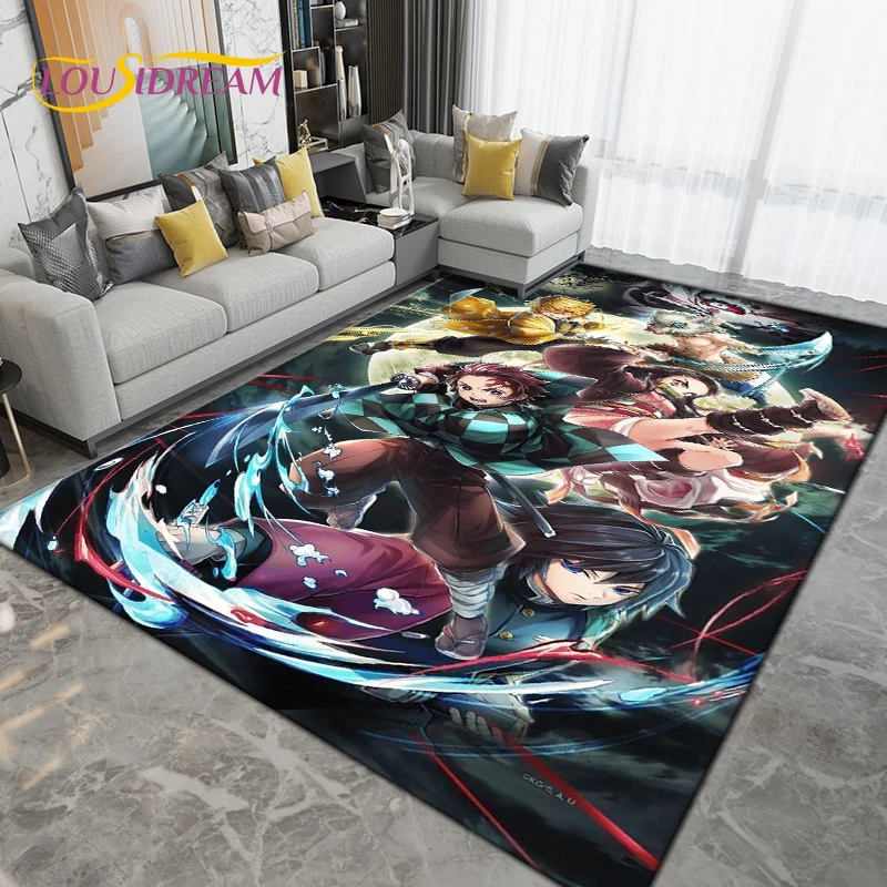 Cartoon Demon Slayer Area Rug Large,Carpet Rug for Living Room Children's Room Decoration,Kids Play Crawl Non-Slip Floor Mat