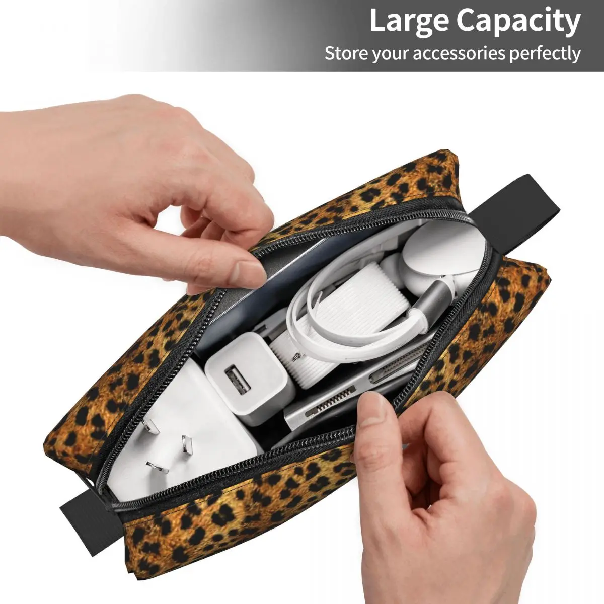 Travel Leopard Pattern Texture Toiletry Bag Cute Cheetah Camouflage Makeup Cosmetic Organizer for Beauty Storage Dopp Kit Case