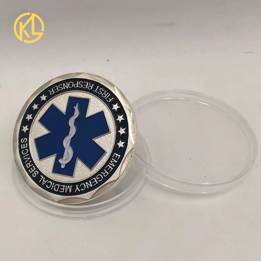 Paramedic Medical Rescue / EMT Emergency Services Star of Life Challenge Sliver Coin